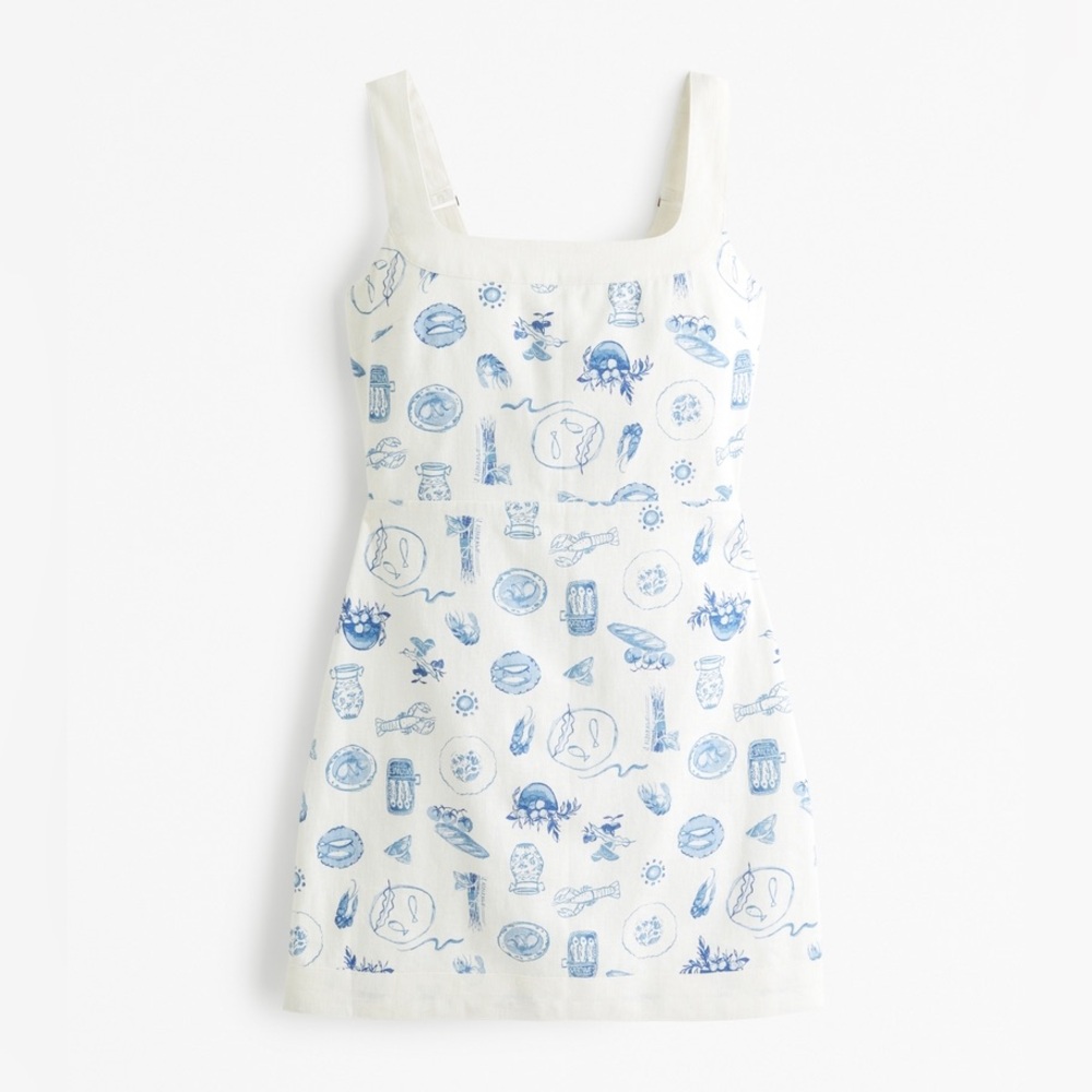 Abercrombie & Fitch Linen-Blend Wide Strap Mini Dress